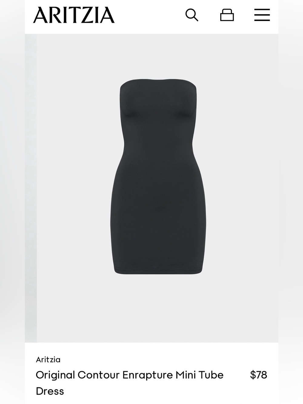 Aritzia Contour Mini Tube Dress S
